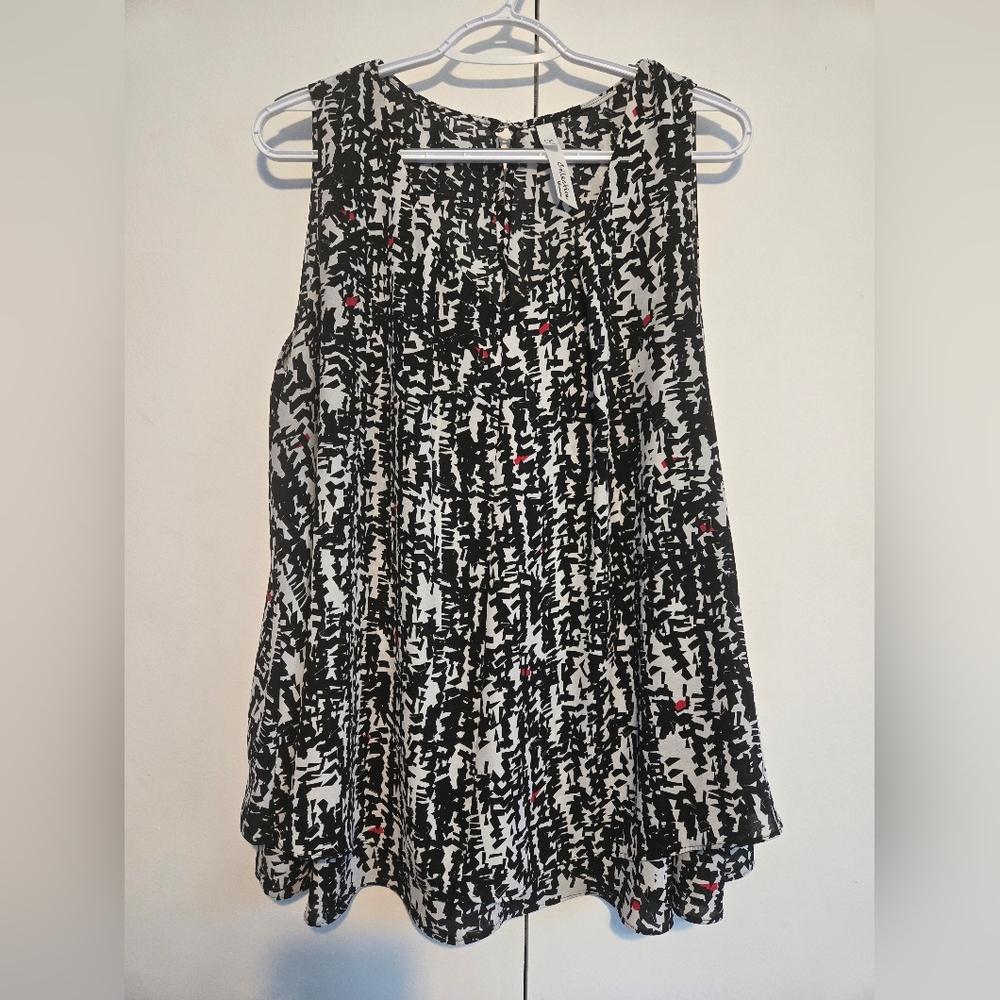 NY‎ Collection Black and White Patterned Layered Tank Top